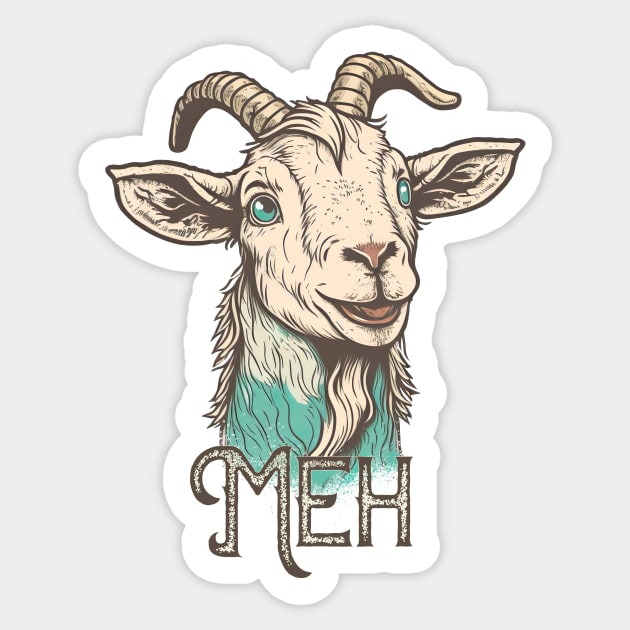 Meh Goat Funny Graphic Sticker by PunTime